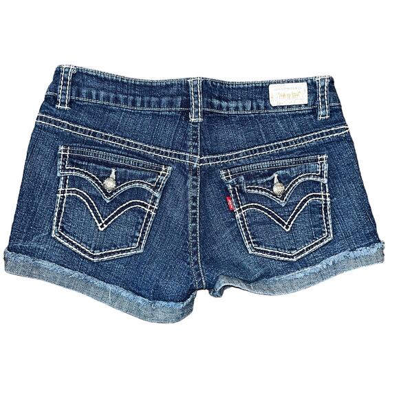 Levi Strauss Women's 5 Shorty Short Medium Wash Cuffed Jean Shorts - Picture 1 of 5